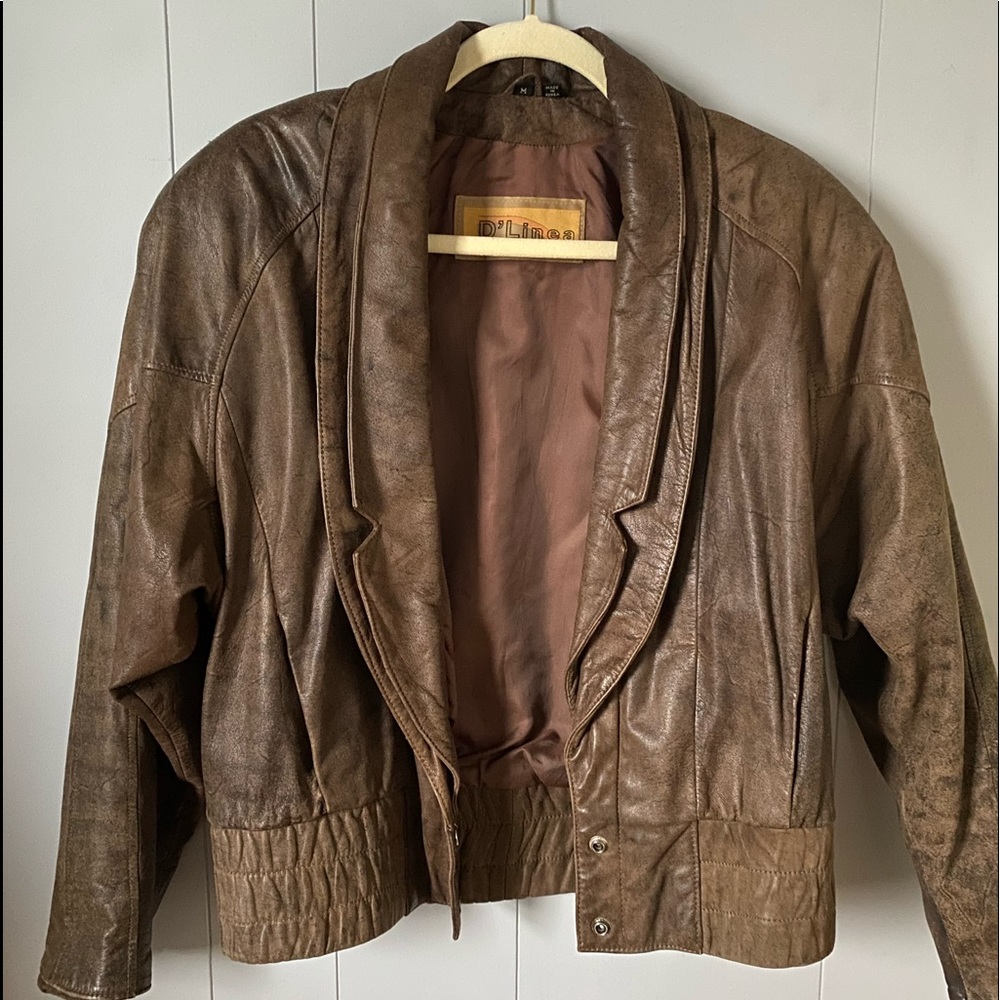 Vintage 80s womens brown soft suede leather cropped biker jacket